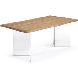 Kave Home Eettafel 'Lotty' Eiken/Glas, 160 x 90cm