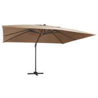VidaXL Zweefparasol met led en aluminium paal 400x300 cm taupe - thumbnail