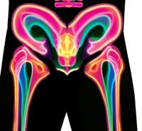 Neon Jumpsuit Zwart Skelet Heren - thumbnail