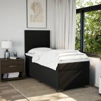 Boxspring met matras stof zwart 200x200 cm - thumbnail