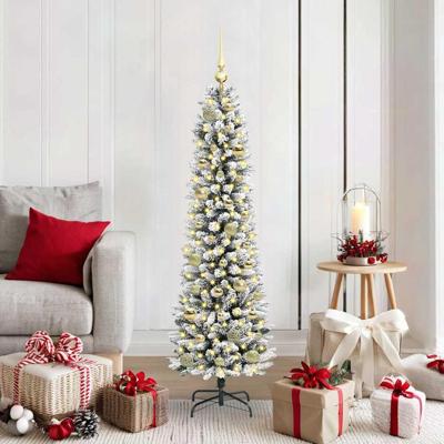 Kunstkerstboom met 150 LED Wit 150 cm PVC en Metaal en Plastic