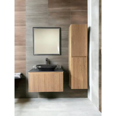 Badmeubel Casajoy Bold Onderkast 80 cm Met Strepen Eiken Met Topblad Donkergrijs Casajoy