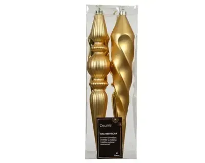 Decoris kersthangers plastic 4st goud