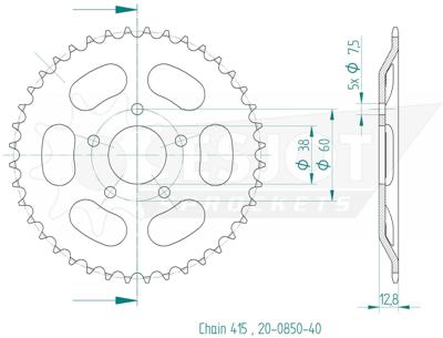 ESJOT achtertandwiel "0850" chain wheel 415 40z steel black