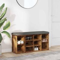 Schoenenbank 102x32x50 cm bewerkt hout oud houtkleurig - thumbnail