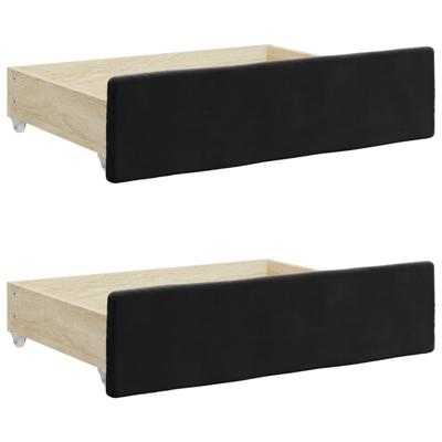 Slaapbank met onderschuifbed en lades 100x200 cm fluweel zwart - thumbnail