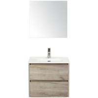 Dante Badmeubelset 60 cm - Craft Oak - Keramische Wastafel Wit Cover met Spiegel - thumbnail
