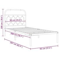 Bedframe met hoofdbord metaal wit 90x200 cm - thumbnail