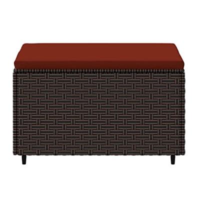 Voetensteunen 2 st met kussens poly rattan bruin - thumbnail