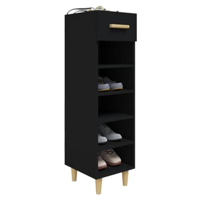 VidaXL Schoenenkast 30x35x105 cm bewerkt hout zwart VidaXL Schoenenkast 30x35x105 cm bewerkt hout zwart