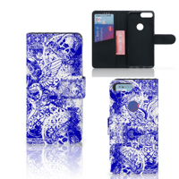 Telefoonhoesje met Naam Alcatel 1S (2019) Angel Skull Blauw - thumbnail