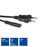 ACT AK5279 230V Stroomkabel Euro/C7 Female Zwart - 25 cm - thumbnail