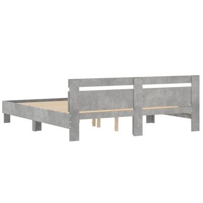 Bedframe met hoofdeinde bewerkt hout betongrijs 200x200 cm