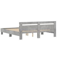 Bedframe met hoofdeinde bewerkt hout betongrijs 200x200 cm - thumbnail