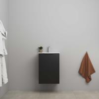 On-Line Onderkast - 45 cm - Bouwpakket - 1 Deur met Greep - Porseleinen Wastafel - 1 Kraangat - Mat Zwart - thumbnail