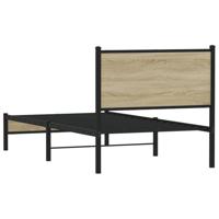 Bedframe met hoofdbord metaal sonoma eikenkleurig 80x200 cm - thumbnail