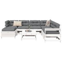8-delige Loungeset massief grenenhout wit - thumbnail