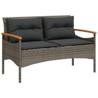 4-delige Loungeset met kussens poly rattan grijs - thumbnail