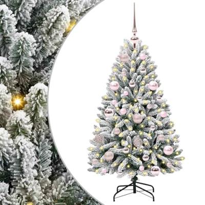 Kunstkerstboom met 150 LED Groen en Wit 120 cm PVC en Metaal