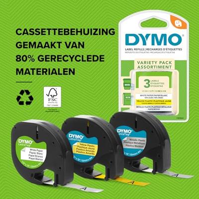 DYMO S0721530 Labeltape Kunststof Tapekleur: Transparant Tekstkleur: Zwart 12 mm 4 m