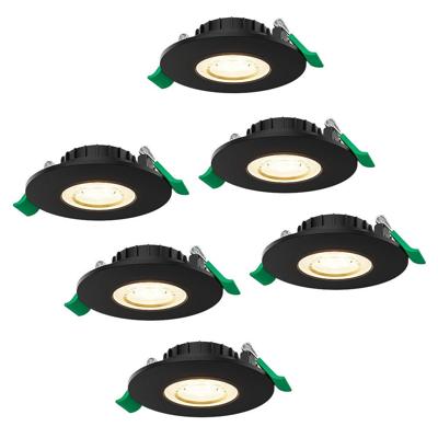 Set van 6 Prado dimbare LED Inbouwspots - 6 watt 570 lumen - CCT instelbare lichtkleur 2700K/4000K/6000K - Lage inbouwdiepte 25 mm - Rond - IP44 voor binnen en buiten - Zwart
