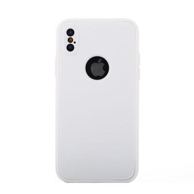 Voor iPhone X Pure kleur siliconen 360 volledige beschermende back cover Case(White)