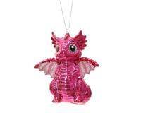 Kersthanger draak 10,5 cm roze - thumbnail