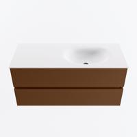 MONDIAZ VICA 110cm badmeubel onderkast Rust 2 lades. Wastafel MOON rechts zonder kraangat, kleur Talc. - thumbnail