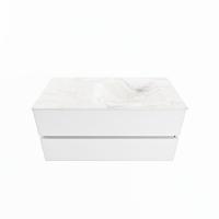 MONDIAZ VICA-DLUX 100cm badmeubel onderkast Talc 2 lades. Inbouw wastafel CLOUD rechts zonder kraangat, kleur Ostra. - thumbnail