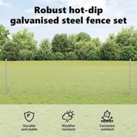 VidaXL Hek met paal zilver 0,5 x 25 m staal - thumbnail