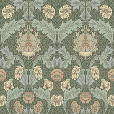 Dutch Wallcoverings Hidden Treasures 2 -Myrtle Green/Apricot - Groen/Abrikoos