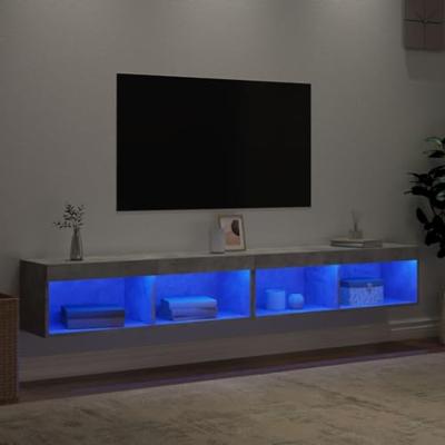 Tv-meubels met LED-verlichting 2 st 100x30x30 cm betongrijs