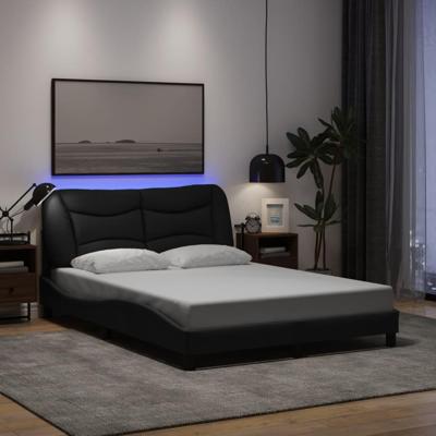 Bedframe met LED zonder matras 140x190 cm stof zwart