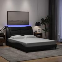 Bedframe met LED zonder matras 140x190 cm stof zwart - thumbnail