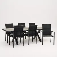 Tuinstoel Delia zwart hoge rug met Castilla Negro kruispoot - thumbnail