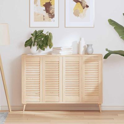 Kastdeuren met lamellen 4 st 69x29,5 cm massief grenenhout