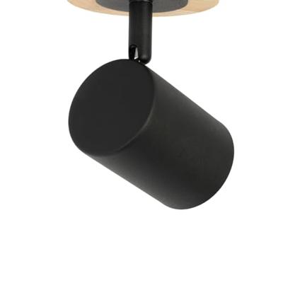 QAZQA Moderne spot zwart met hout kantelbaar - Jeana