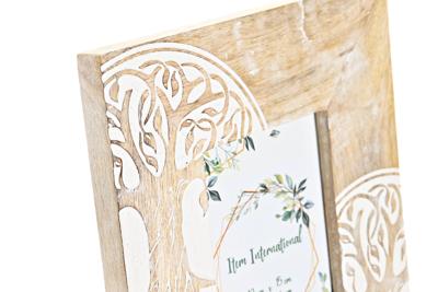 Fotolijsten DKD Home Decor Wit Bruin Hout Kristal Mangohout Boomstructuur Indiaas 20 x 2 x 25,5 cm