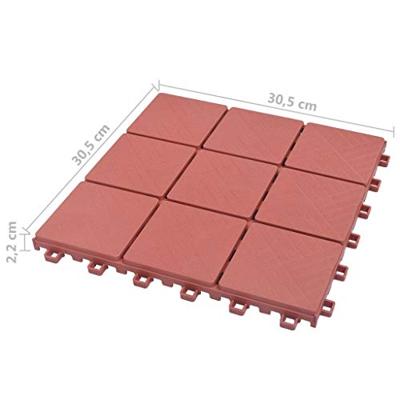 VidaXL Terrastegels 10 st 30,5x30,5 cm kunststof rood - thumbnail