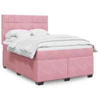 Boxspring met matras fluweel roze 140x190 cm - thumbnail