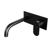 Inbouw Wastafelmengkraan Brauer Black Edition Coldstart Gebogen Uitloop Platte Hendel Rechts Mat Zwart Met Afdekplaat Brauer - thumbnail