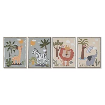 Schilderij Home ESPRIT Kinderen dieren 30 x 3 x 40 cm (4 Stuks)