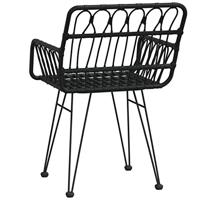Tuinstoelen 2 st met armleuning 56x64x80 cm PE-rattan zwart - thumbnail