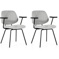 Eleonora Eetkamerstoel 'Lynn' met armleuning, kleur Grijs Fletcher - thumbnail