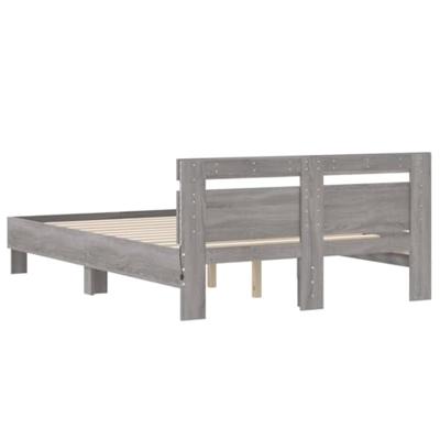 Bedframe met hoofdeinde en LED grijs sonoma eiken 120x190 cm