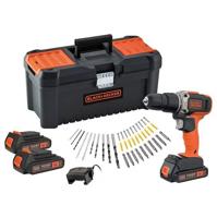BLACK+DECKER BCD003C3TA-QW Accu Schroefklopboormachine | 18V | 1.5Ah | Incl. 3 accu&apos;s en lader + 40 accessoires in kluskoffer - BCD003C3TA-QW - thumbnail