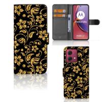 Motorola Moto G84 Hoesje Gouden Bloemen - thumbnail