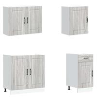 7-delige Keukenkastenset Kalmar bewerkt hout grijs sonoma eiken - thumbnail