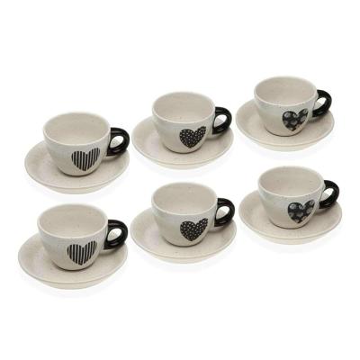 Set van 6 kopjes met schotel Versa Nathalie Keramiek Hart