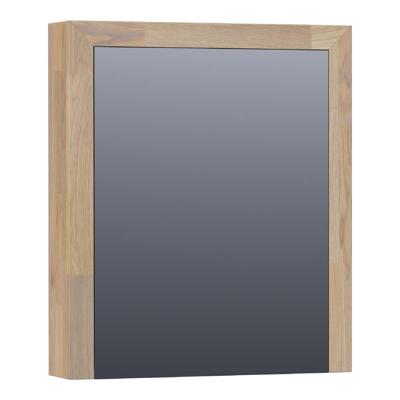 Brauer Rise Spiegelkast 60 cm - zonder Verlichting - Met 1 Linksdraaiende Dubbelzijdige Spiegeldeur - Vingerlas Eiken Grijs